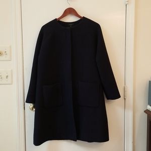 COS no collar, snap front, wool coat